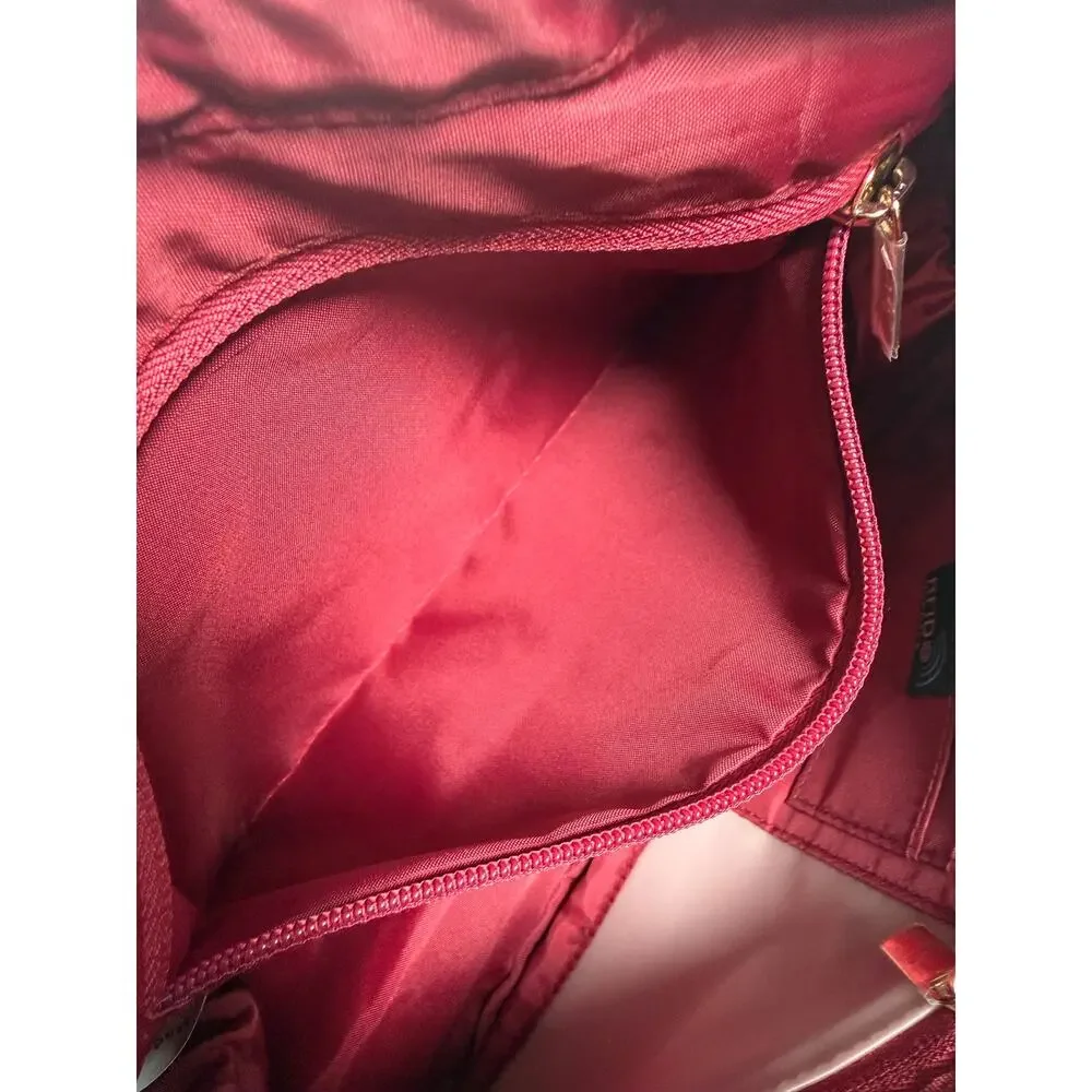 Nordace Siena Hobo Crossbody Bag Purse Burgundy RFID Travel Brown Strap